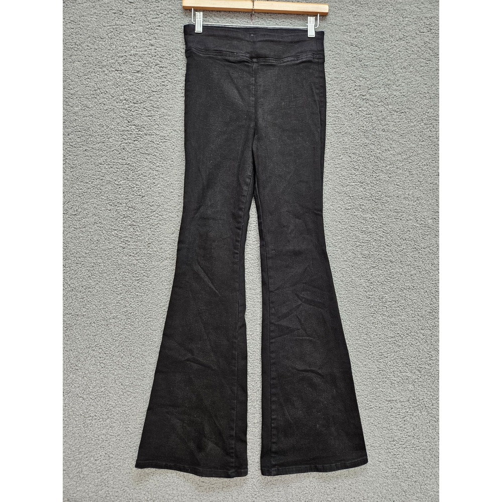 FRAME The Jet Set Flare Size 1 Black Sheen Noir High Rise Pull On Stretch Jeans
